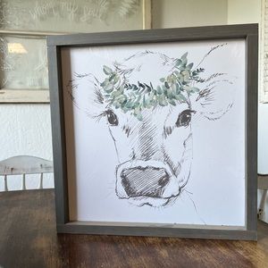 Shabby chic cow artwork